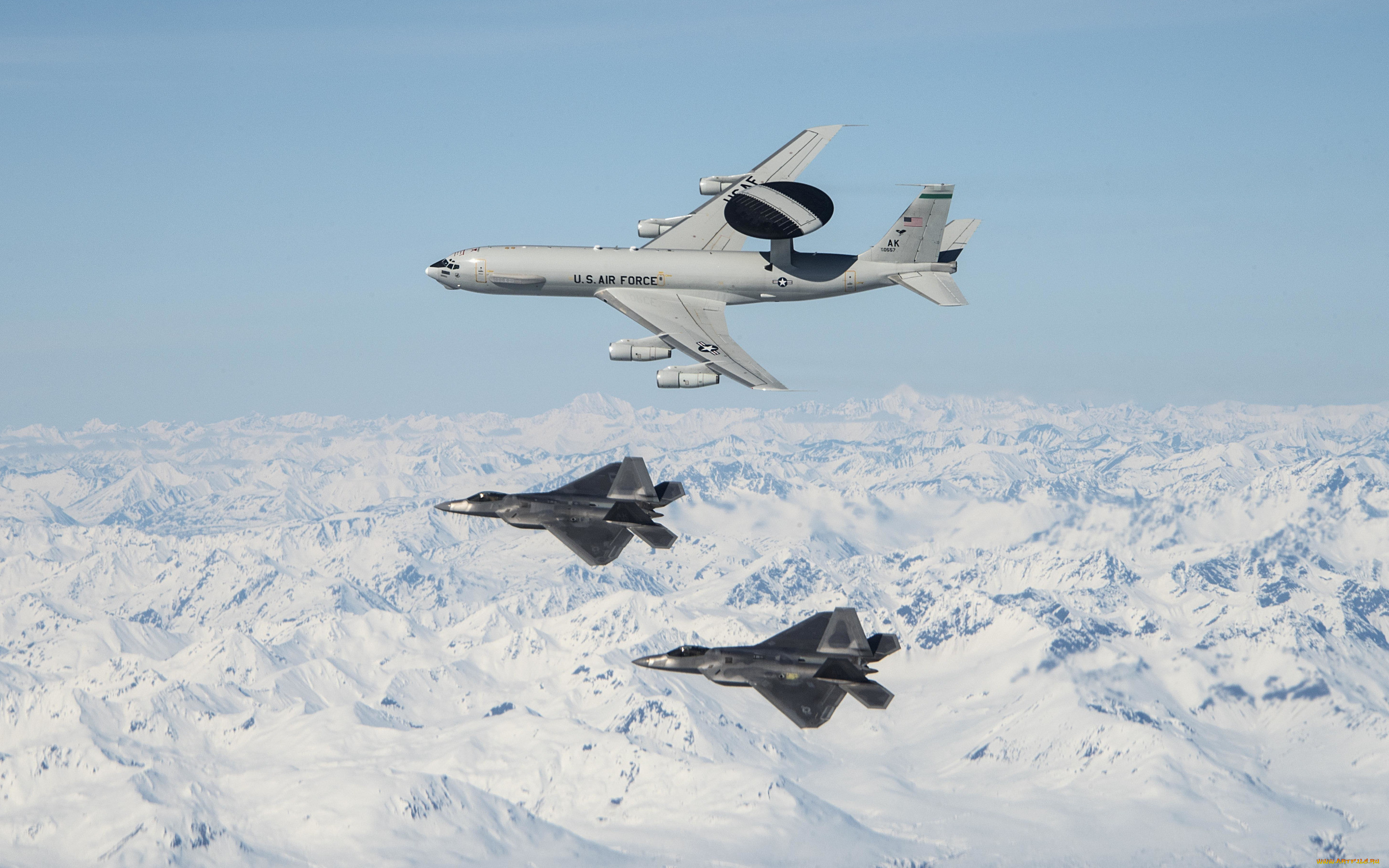 boeing e-3 sentry,  f-22 raptor, ,  , boeing, e3, sentry, f22, raptor, , , , , , usaf, , , , , 